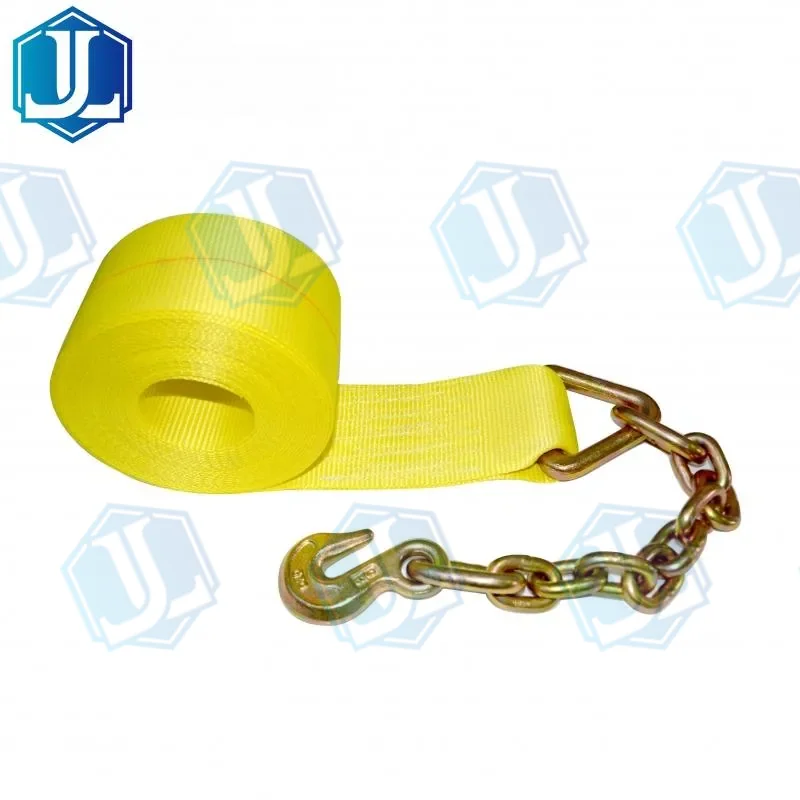 4inch winch strap with chain (Item No. 74) — Ratchet Tie Down manufactured by Zhejiang Jingli, China