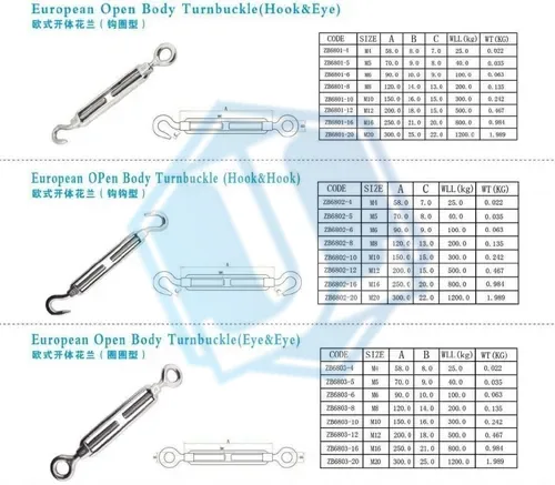 304 /316 Stainless Steel Turnbuckle — European Type Turnbuckle (Item No. 289) — Rigging hardware image 2 of 4
