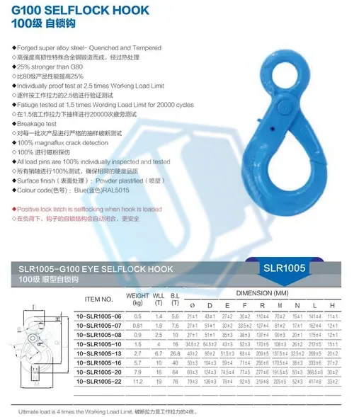 Grade 100 G100 Hook — Eye Self Locking Hook (Item No. 171) — Rigging hardware image 2 of 4