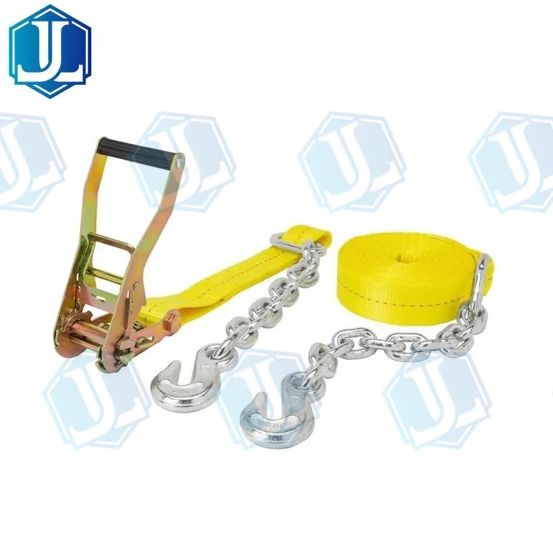 2inch ratchet strap with chain anchor — US type, 2″ · 3,333 lb chain anchor (Item No. 39) (Item No. 39) — Ratchet Tie Down manufactured by Zhejiang Jingli, China