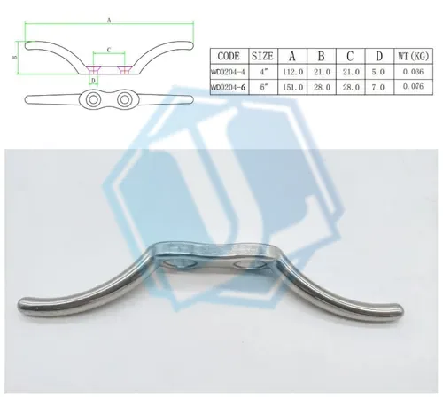 316 Stainless Steel Cleat (Item No. 232) — Marine Hardware image 2 of 4